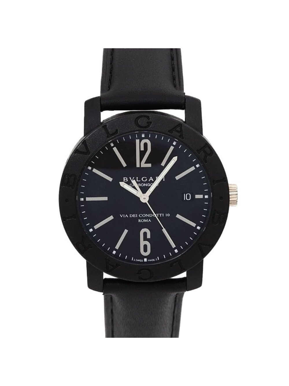 Bvlgari Carbon Gold Watch Date Black Automatic